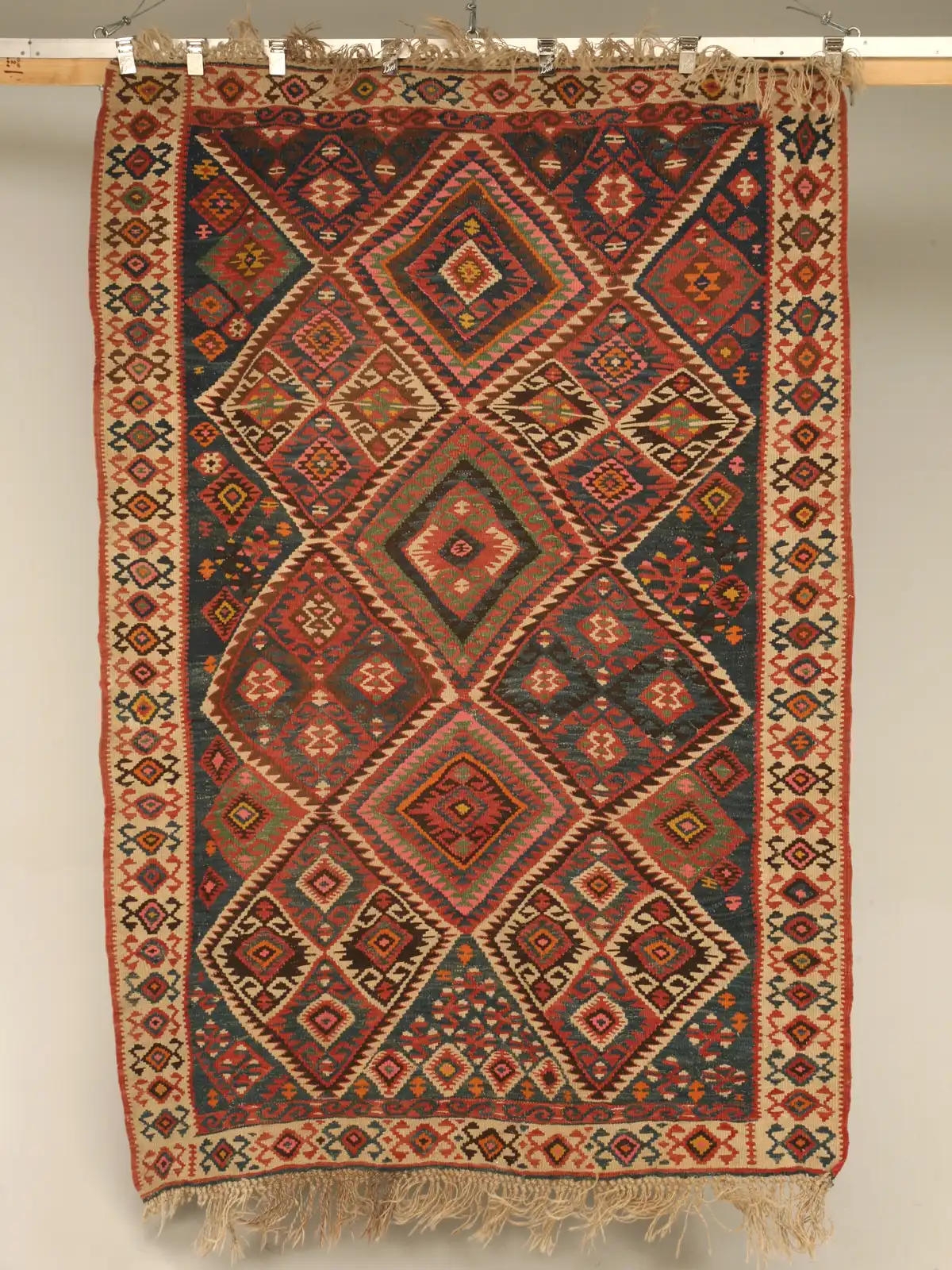 Kilim turc tissé à plat avec motifs géométriques